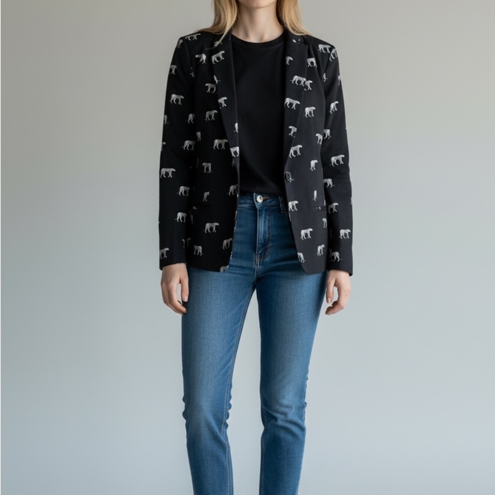 Ikks‎ women cheetah print blazer size 38/M